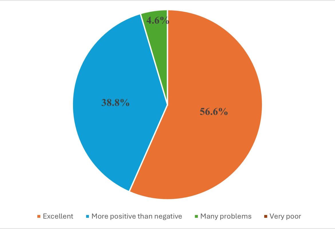 Percentage distribution of postgraduate trainees for each scale of perception